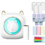 Eacam Portable Photo Printer BT Thermal Printer Machine Pocket Printer Mini Printer with Printer Papers & Color Pens Kit for Kids Gift Home Study Work Office, Compatible with Android/iOS System