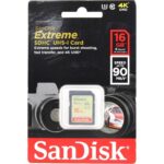 SanDisk 16GB Extreme SDHC UHS-I Memory Card - 90MB/s, C10, U3, V30, 4K UHD, SD Card - SDSDXNE-016G-GNCIN